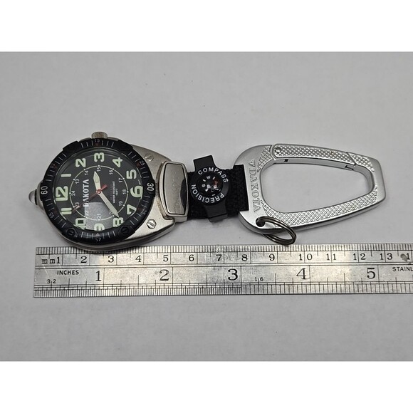 Dakota Quartz Clip Carabiner Watch Compass Black Dial Luminous 100ft New Battery - Picture 8 of 9